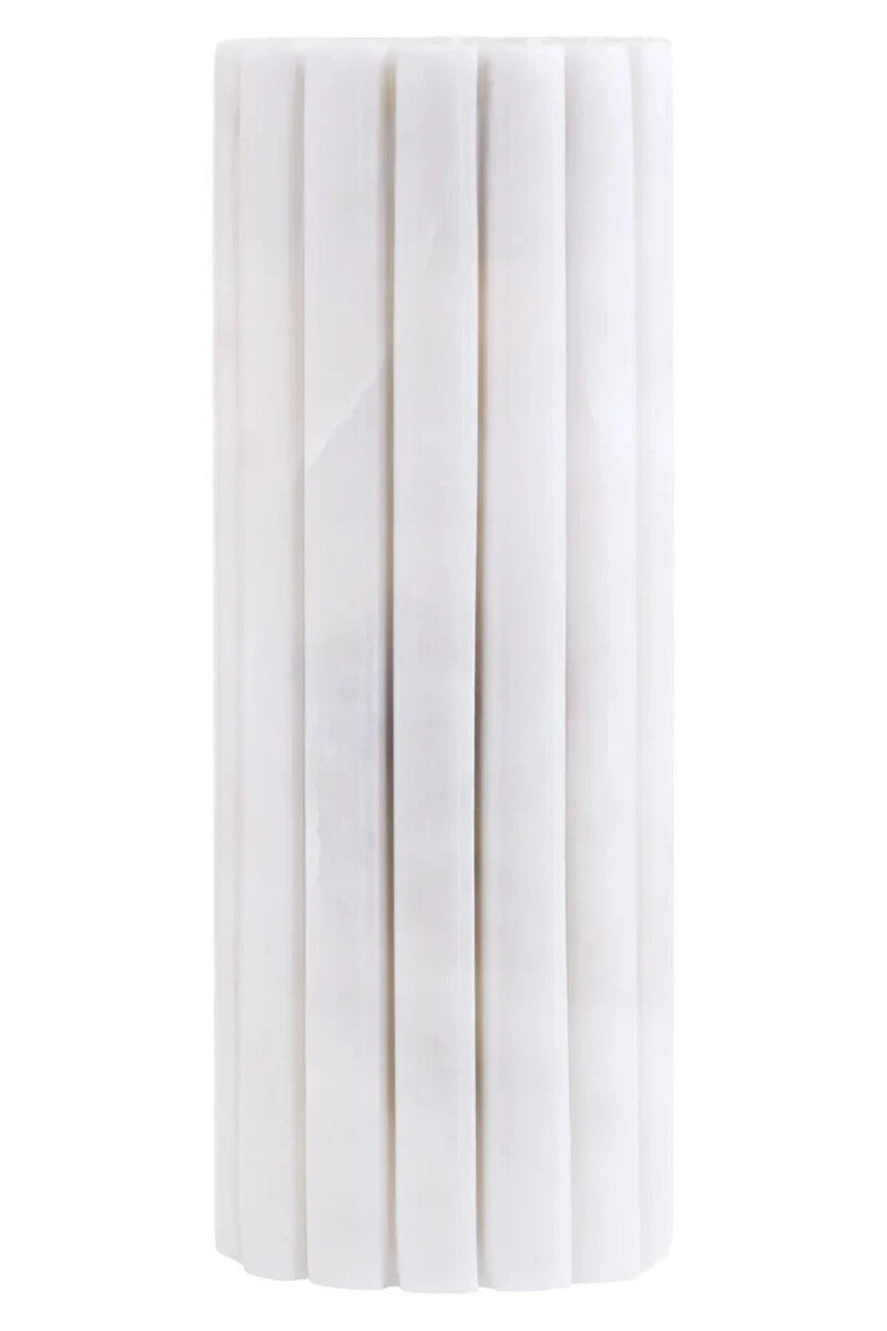 Savio White Fluted Marble Vase