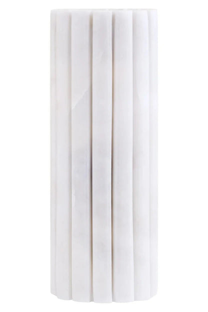 Savio White Fluted Marble Vase