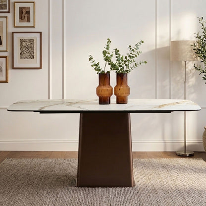 Imperia White Ceramic Marble Effect Rectangular Dining Table