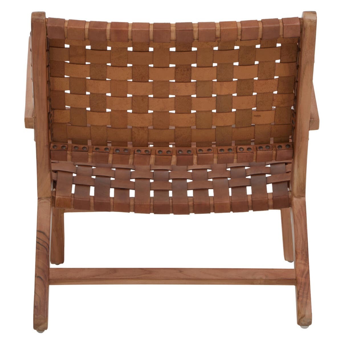 Inca Lattice Design Brown Leather Armchair