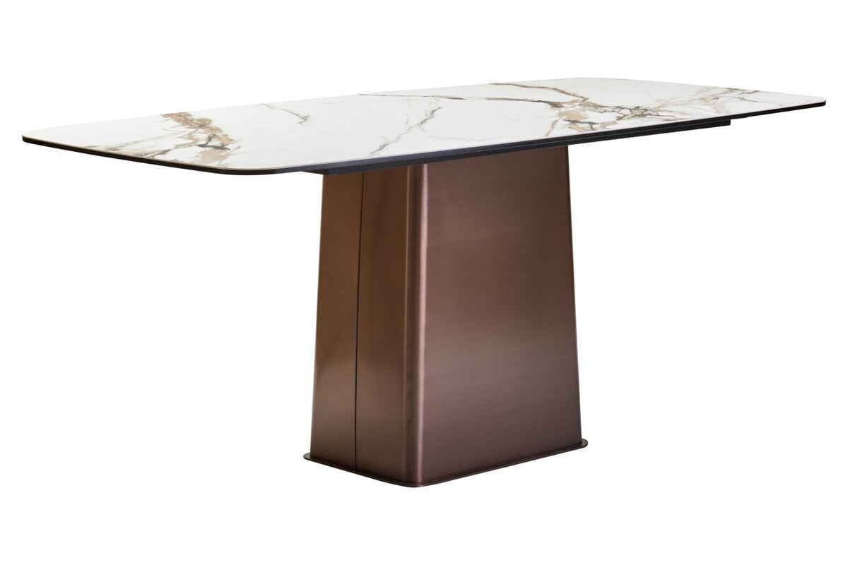 Imperia White Ceramic Marble Effect Rectangular Dining Table