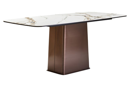 Imperia White Ceramic Marble Effect Rectangular Dining Table