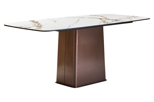 Imperia White Ceramic Marble Effect Rectangular Dining Table