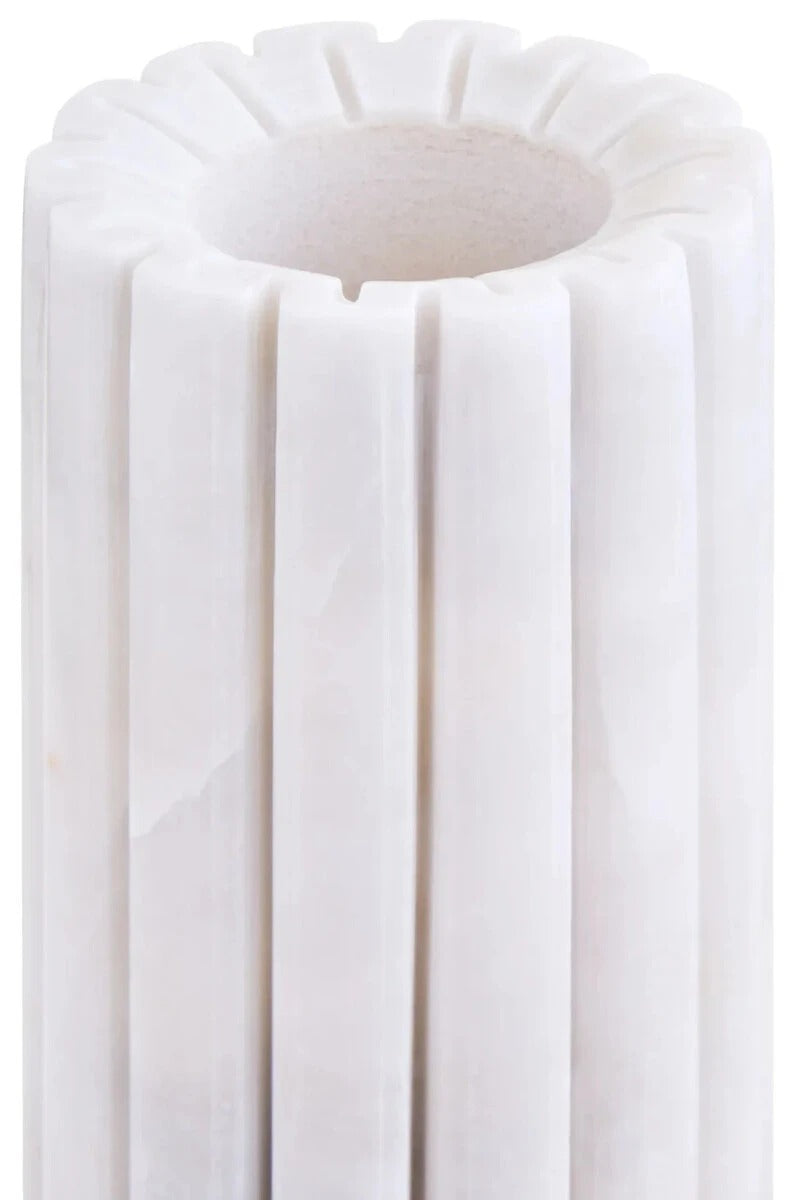Savio White Fluted Marble Vase