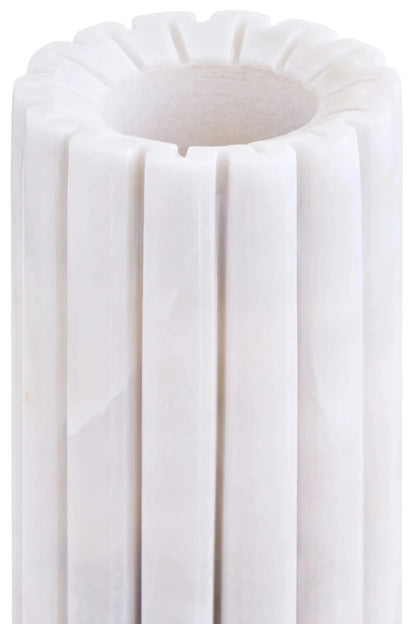 Savio White Fluted Marble Vase