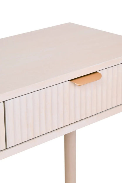Heritage Two Drawer Reed Detail Taupe Wooden Console Table