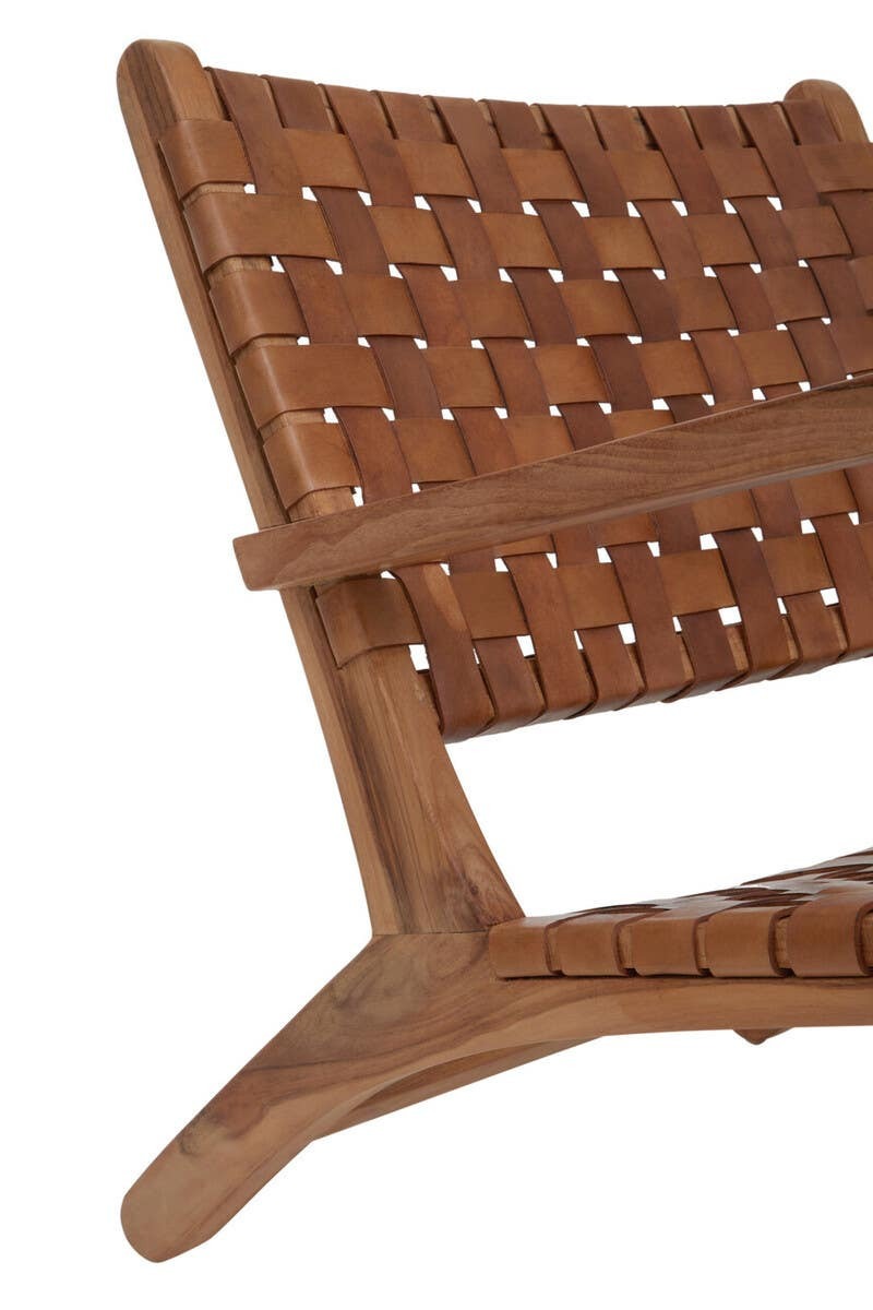 Inca Lattice Design Brown Leather Armchair