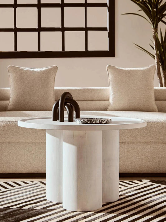 Walsa Whitewash Mango Wood Column Detail Coffee Table