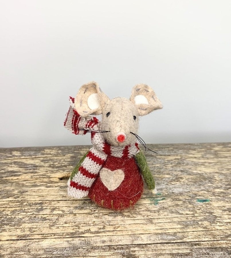 Fabric Mouse With Red Felt Jumper
