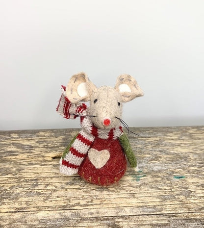 Fabric Mouse With Red Felt Jumper
