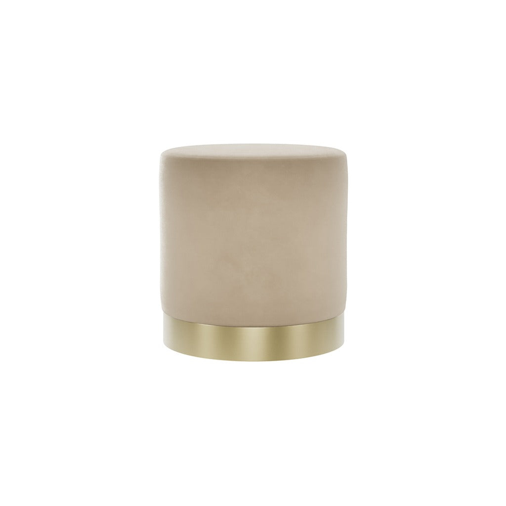 Lara Beige Velvet Pouffe