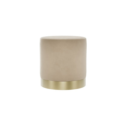 Lara Beige Velvet Pouffe