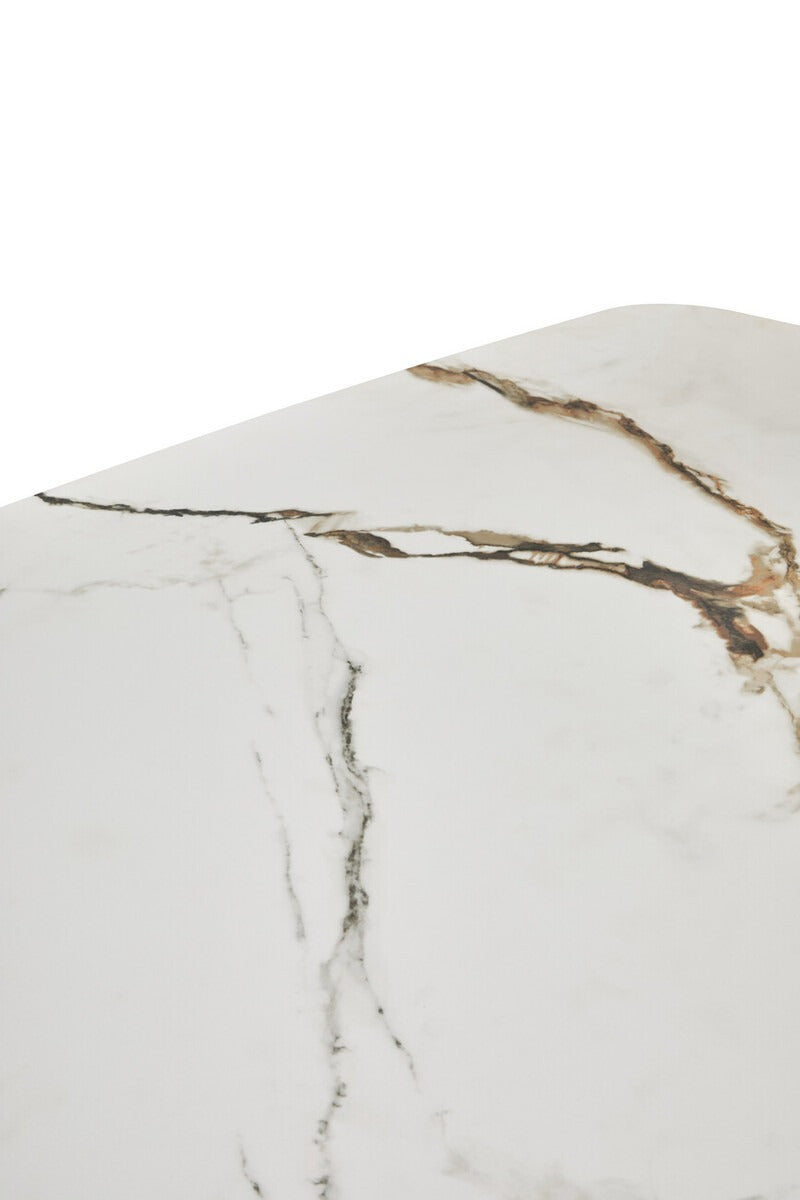 Imperia White Ceramic Marble Effect Rectangular Dining Table