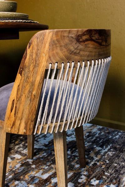 Bobas Wooden Chair W/ Fabric Seat