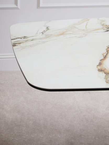 Imperia White Ceramic Marble Effect Rectangular Dining Table