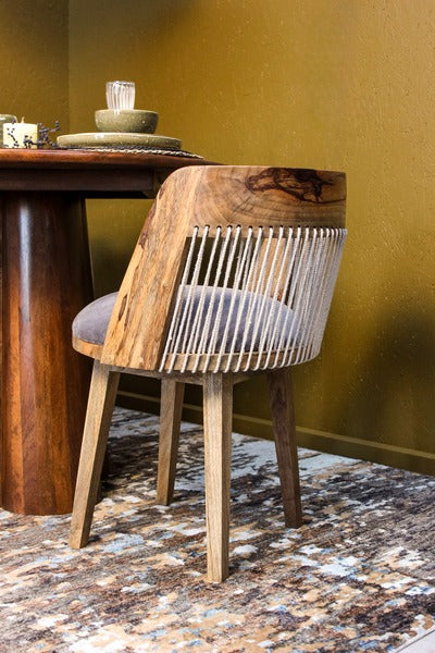 Bobas Wooden Chair W/ Fabric Seat