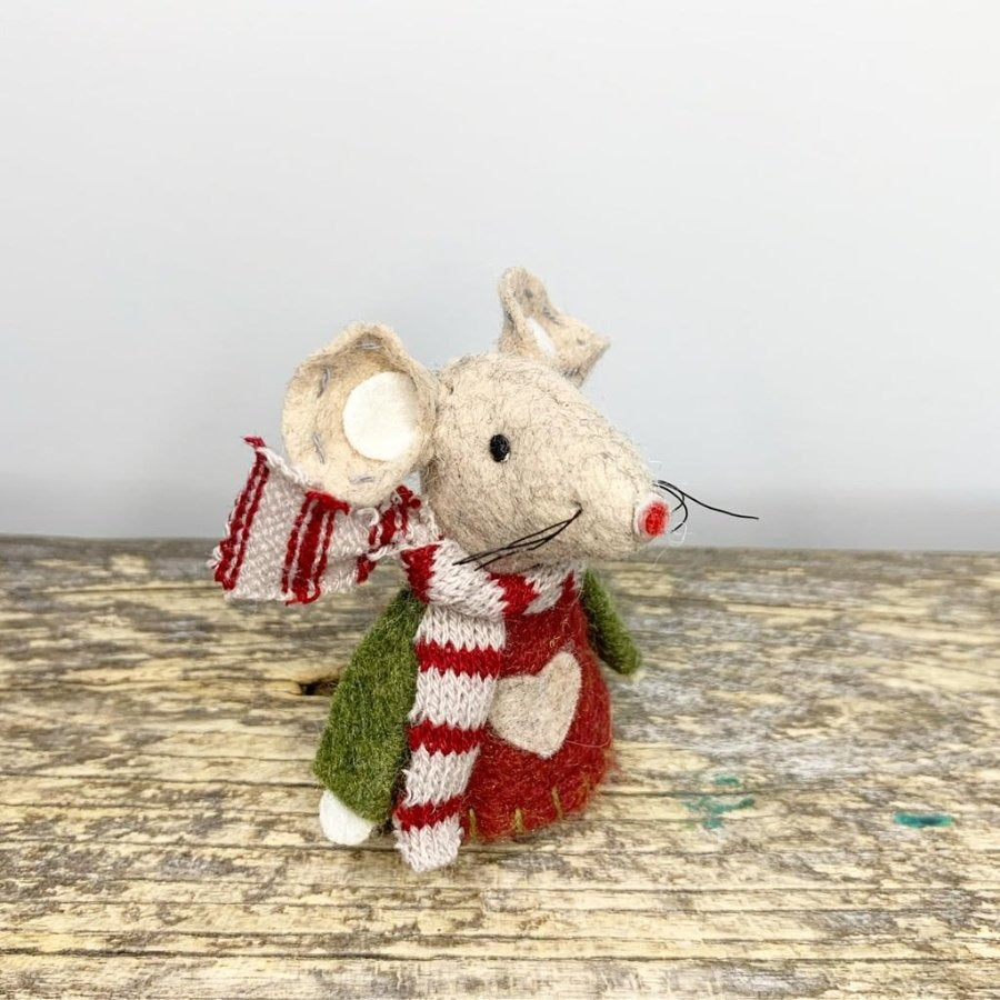 Fabric Mouse With Red Felt Jumper