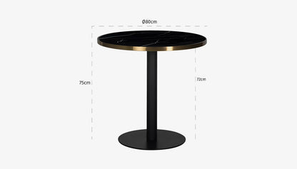 Zenza 2 Seat Round Bistro Table in Black Faux Marble & Black Finish