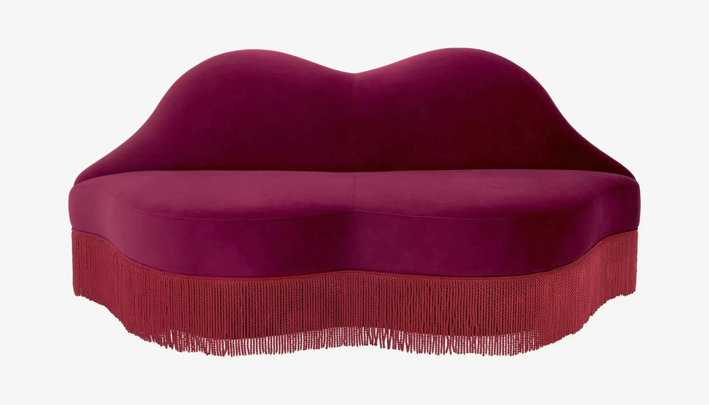 The Kiss 2 Seater Sofa in Savona Bordeaux Red Velvet