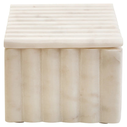 Savio Rectangular White Fluted Marble Box