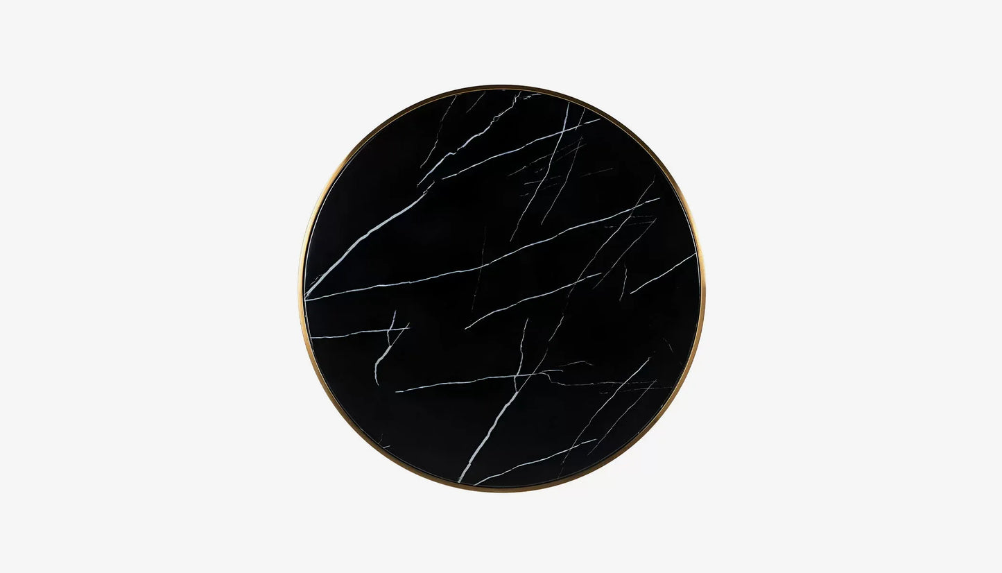 Zenza 2 Seat Round Bistro Table in Black Faux Marble & Black Finish