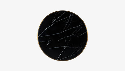 Zenza 2 Seat Round Bistro Table in Black Faux Marble & Black Finish