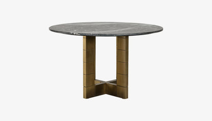 Collada 4-6 Seat Round Dining Table in Black Marble Top & Brushed Gold Base