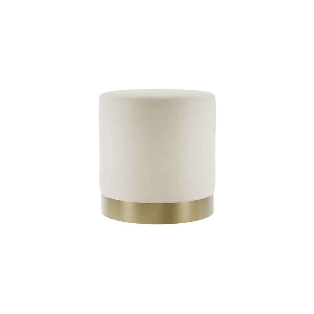 Lara Cream Velvet Pouffe