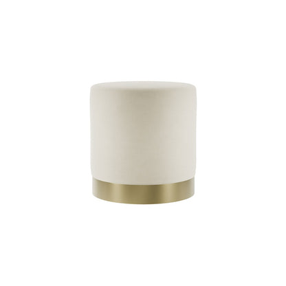 Lara Cream Velvet Pouffe