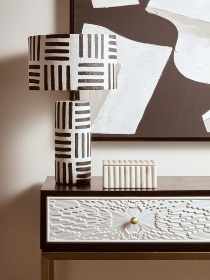 Savio Rectangular White Fluted Marble Box