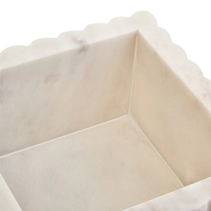 Savio Rectangular White Fluted Marble Box