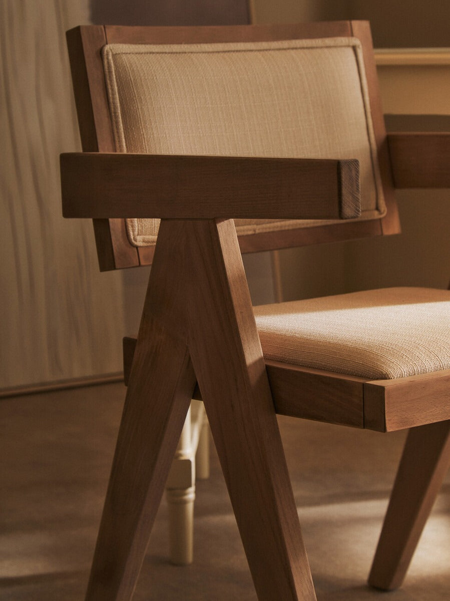 Cebu Ivory Fabric and Grey Wash Beech Wood Dining Chair
