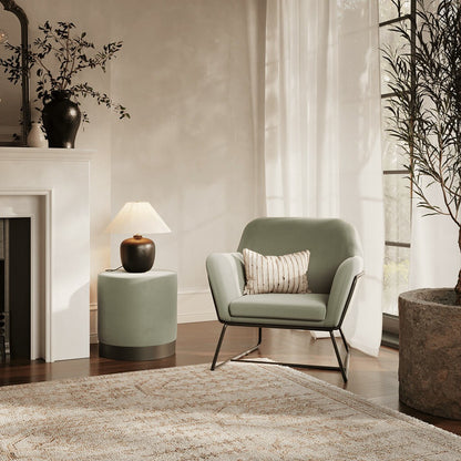 Lara Sage Velvet Pouffe