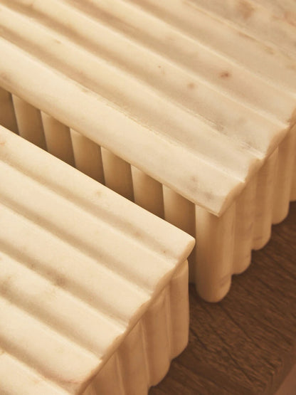 Savio Rectangular White Fluted Marble Box