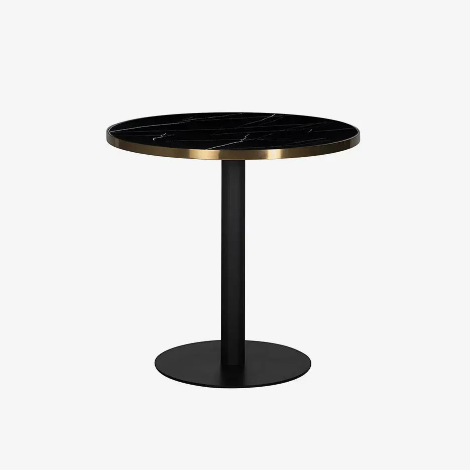 Zenza 2 Seat Round Bistro Table in Black Faux Marble & Black Finish