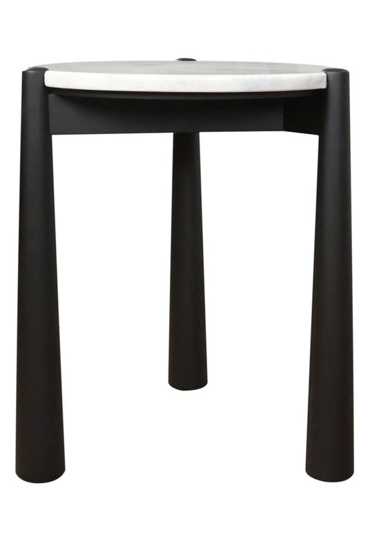 Wilbur White Marble Top and Black Finish Mango Wood Side Table