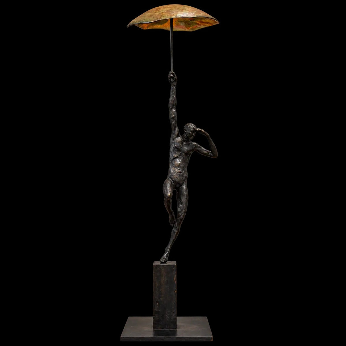 Bronze Man With Umbrella