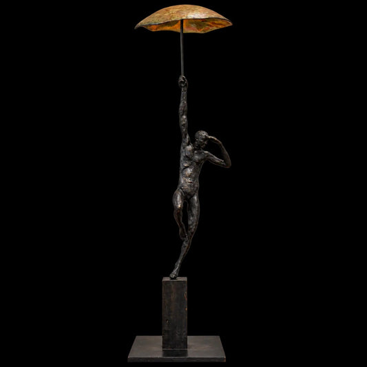 Bronze Man With Umbrella