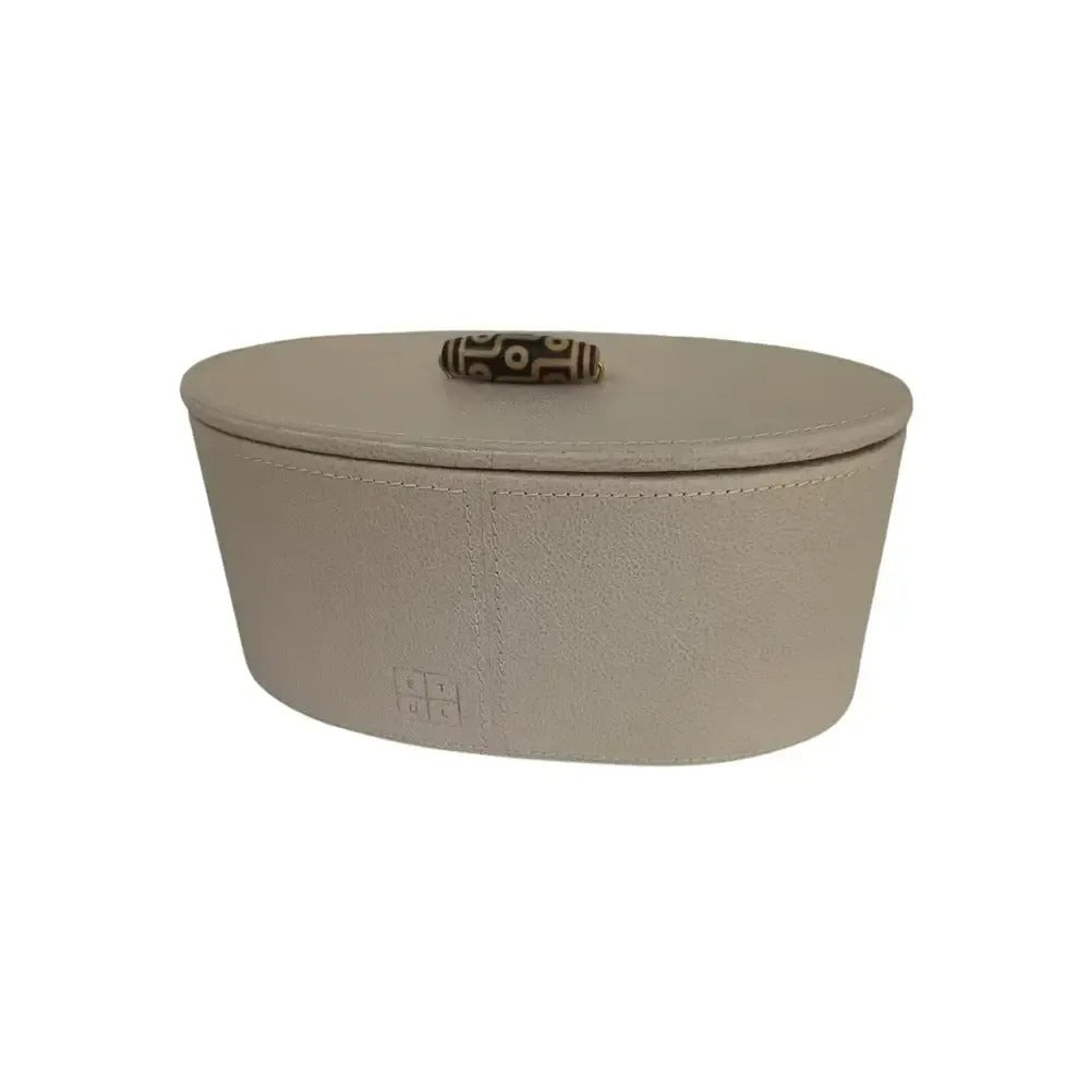 Agate Oval Leather Box Small