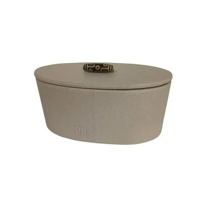 Agate Oval Leather Box Small