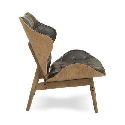Vinsi Black Leather Effect Chair With Button Detail
