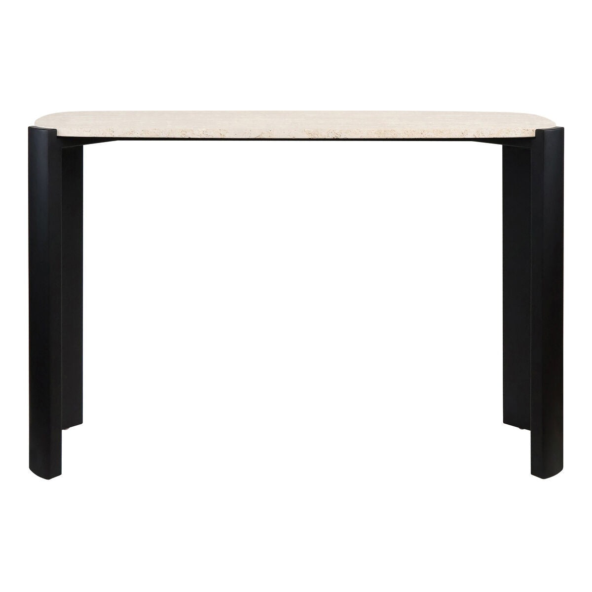 Palermo Travertine Top and Black Acacia Wood Console Table