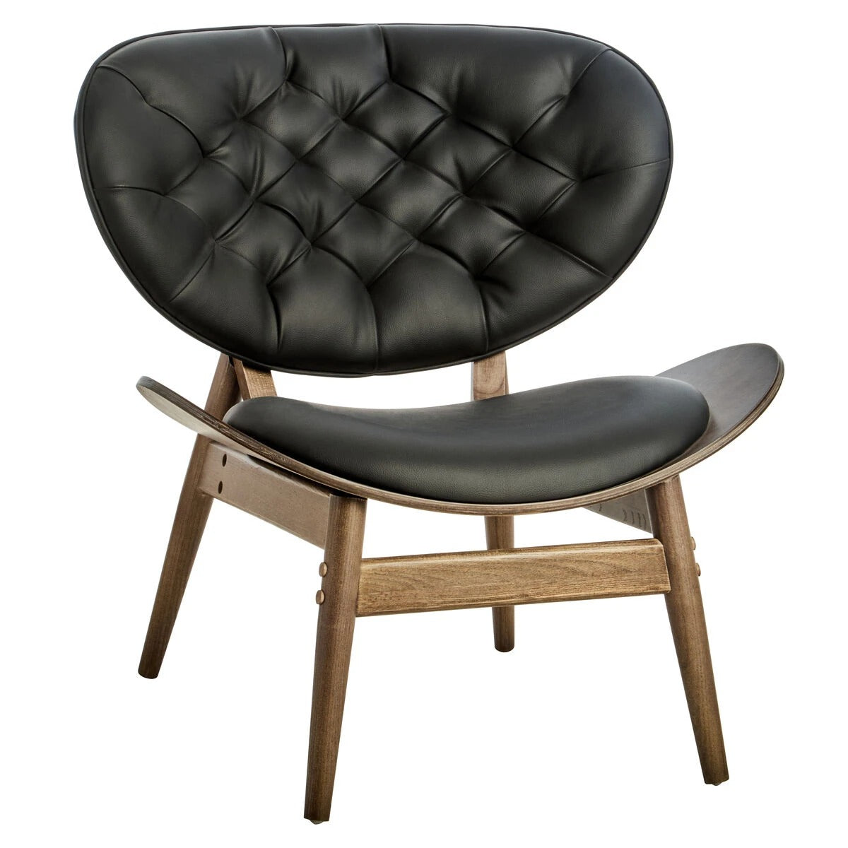 Vinsi Black Leather Effect Chair with Elm Wood Frame