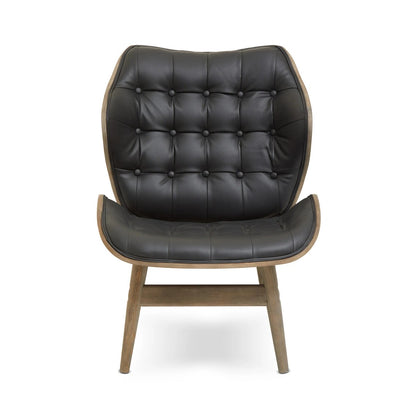 Vinsi Black Leather Effect Chair With Button Detail