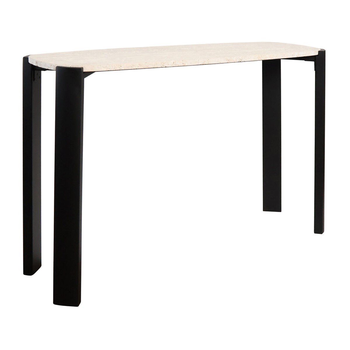 Palermo Travertine Top and Black Acacia Wood Console Table