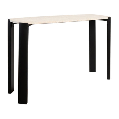 Palermo Travertine Top and Black Acacia Wood Console Table