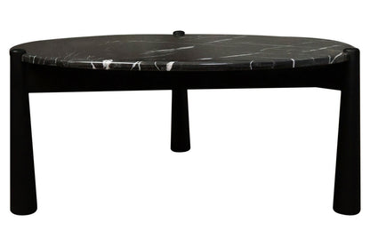 Wilbur Black and White Marble Top Coffee Table with Mango Wood Legs
