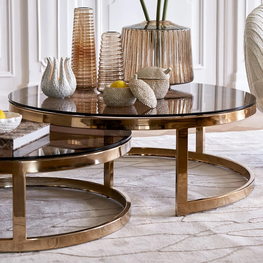 Milagro Set of 2 Round Coffee Tables - Light Gold
