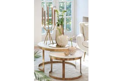 Perlato Set of 2 Round Coffee Tables - Antique Bronze