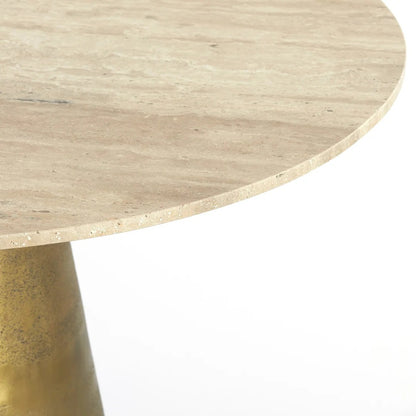 Ynez Travertine Round Dining Table - Antique Bronze